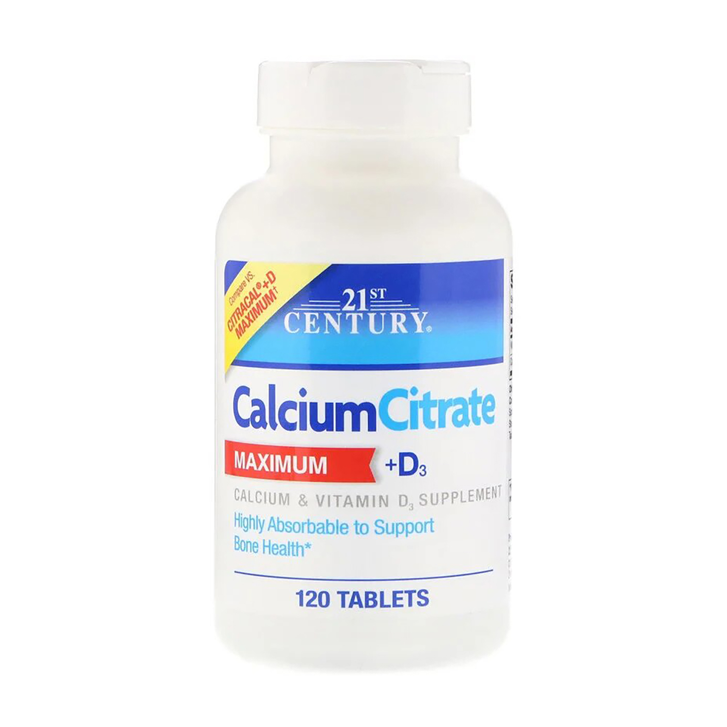 Цитрат кальцію + D3 21st Century Calcium Citrate Maximum + D3, 120 таблеток