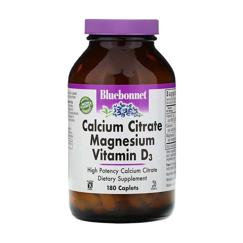 Цитрат кальцію, магній та вітаміном Д3 Bluebonnet Nutrition Calcium Citrate, Magnesium With Vitamin D3, 180 каплет
